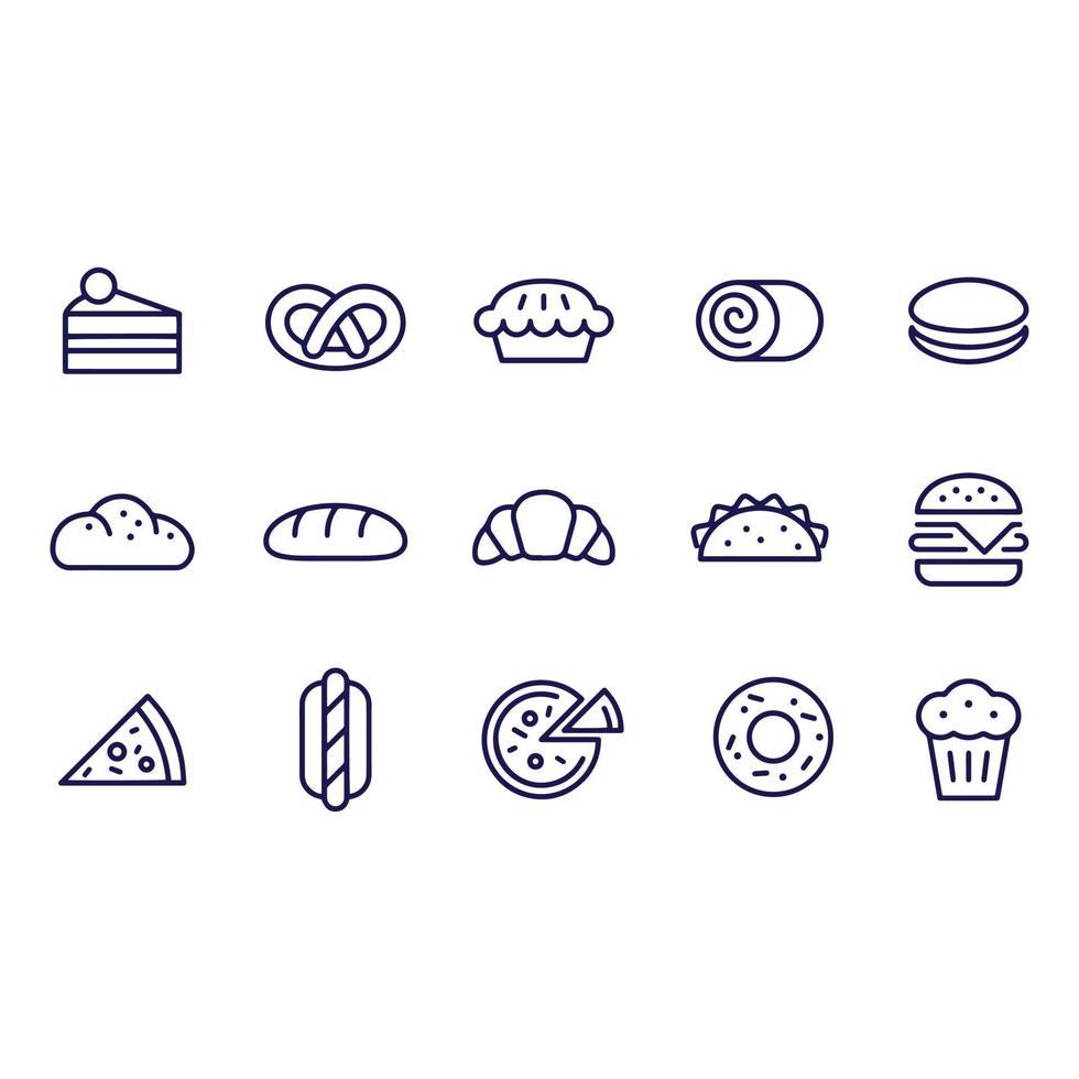 diseño de vectores de iconos de pan y pasteles