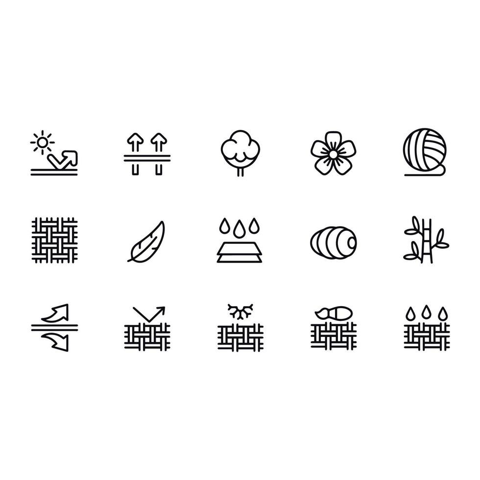 Fabric feature icon set vector