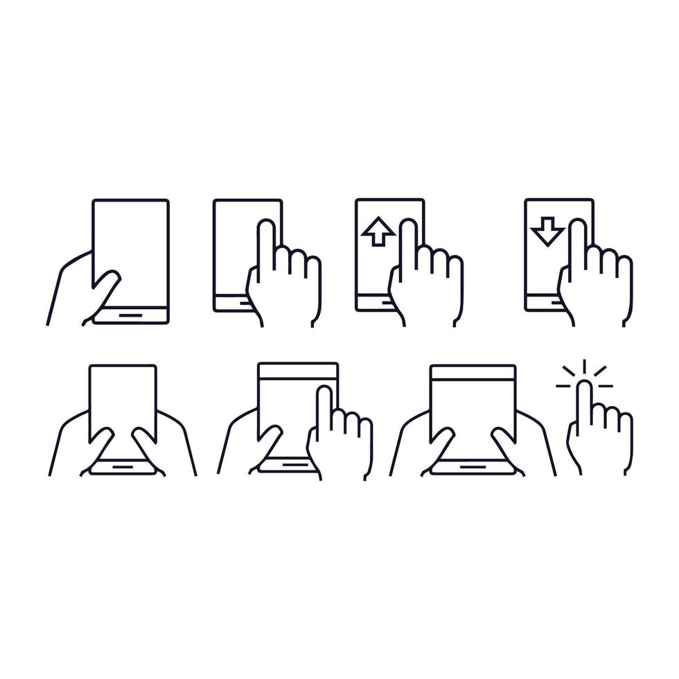 Touch screen icons set vector design