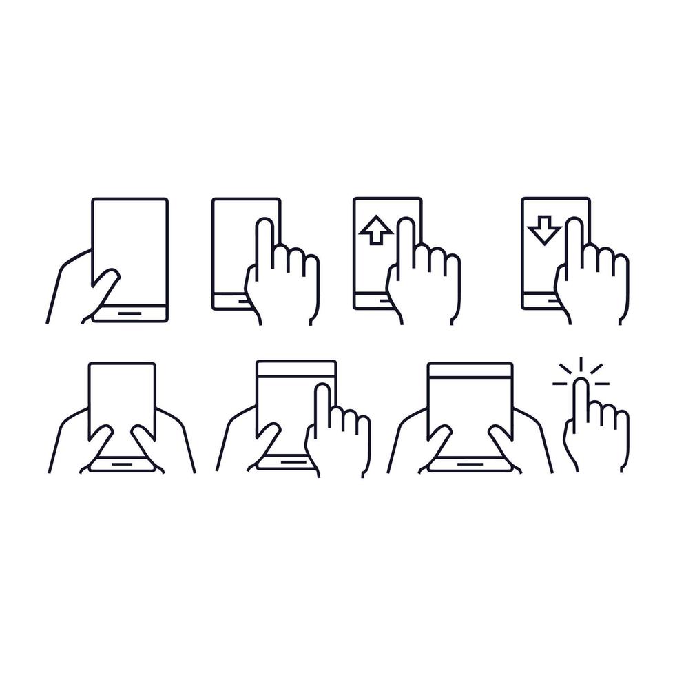 Touch screen icons set vector design