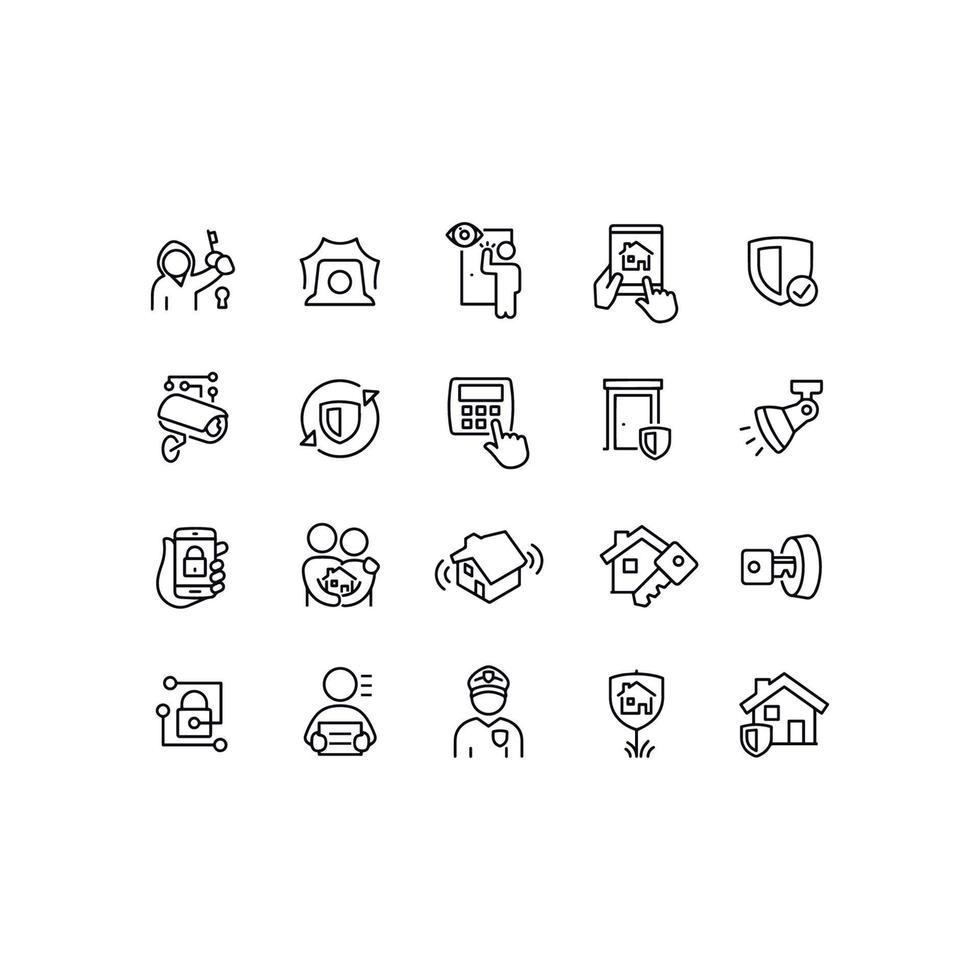 Home Security Thin line icons vector design