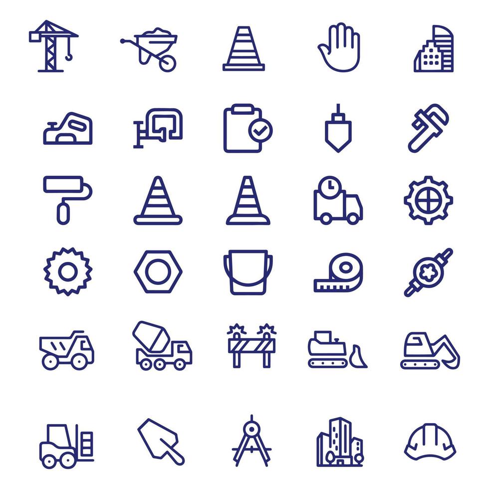 Construction line icons vector design