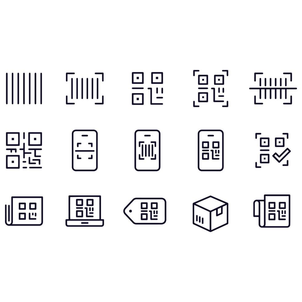 diseño vectorial de iconos de código qr y código de barras vector
