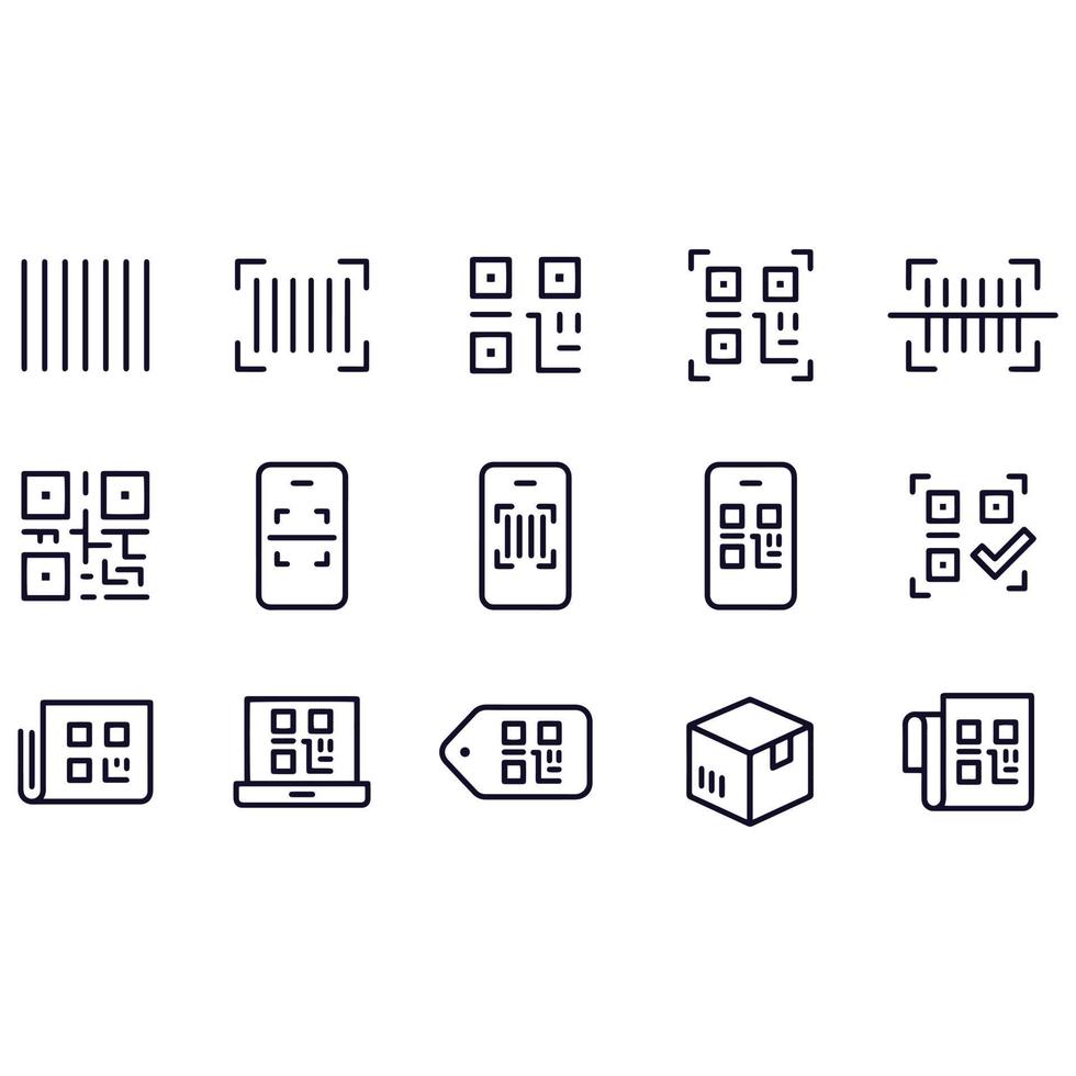 QR Code and Bar Code Icons vector design