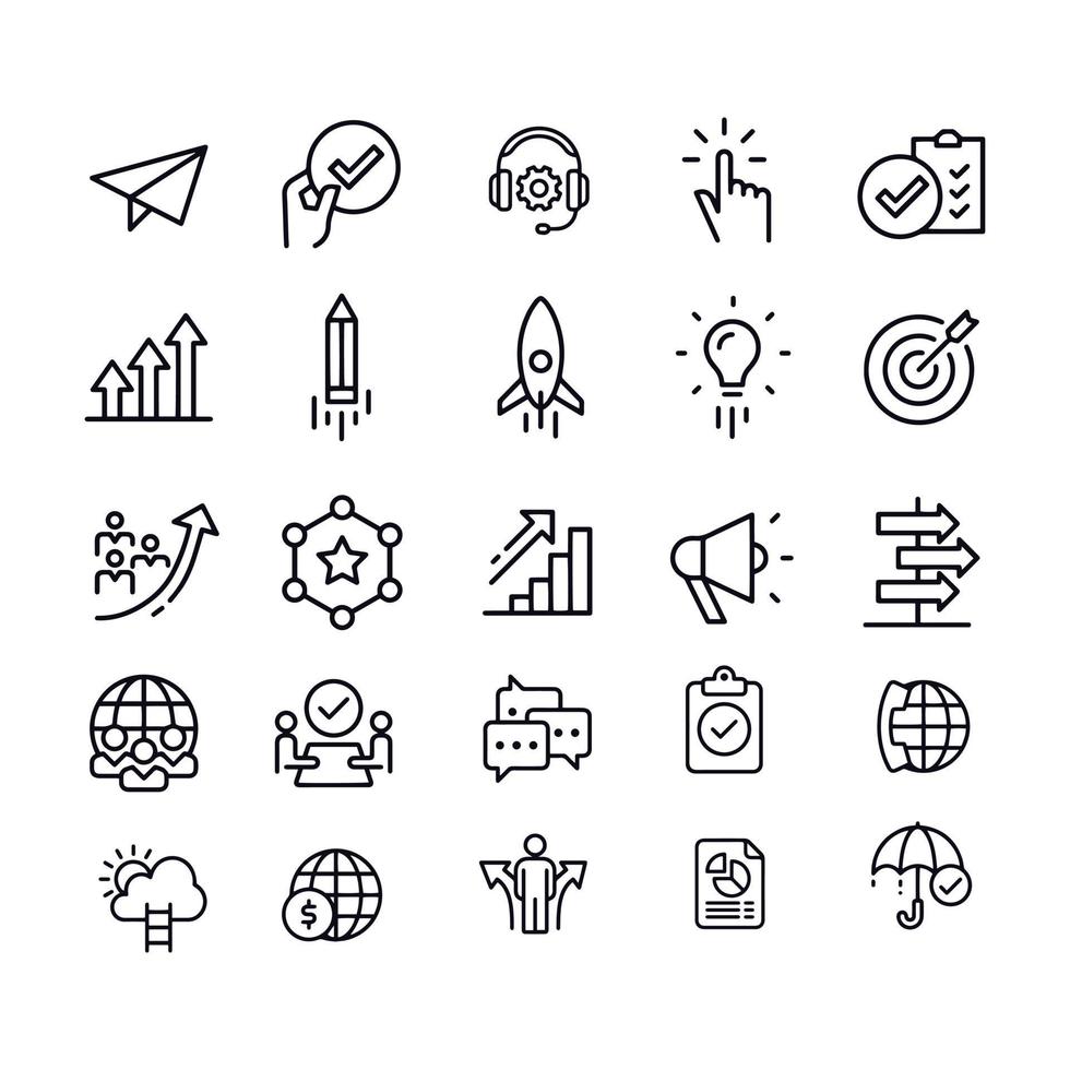 project launch icons vector design