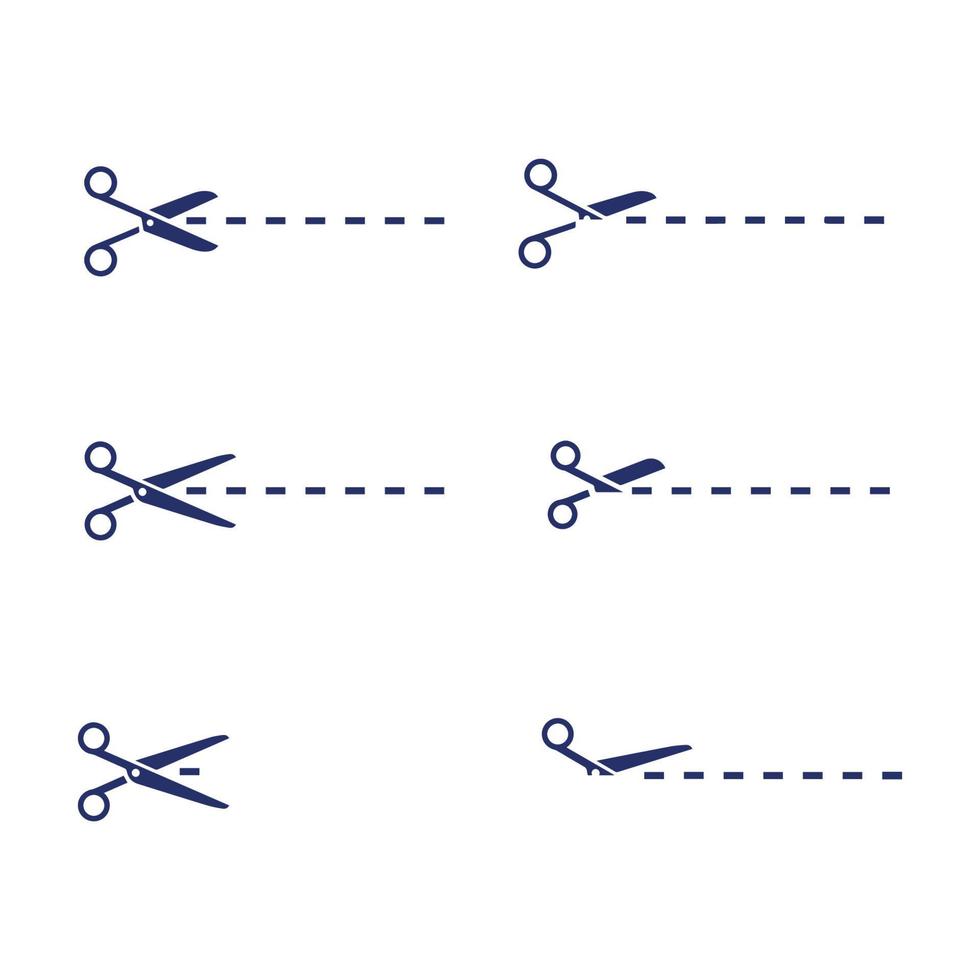 Scissors with cut line vector design