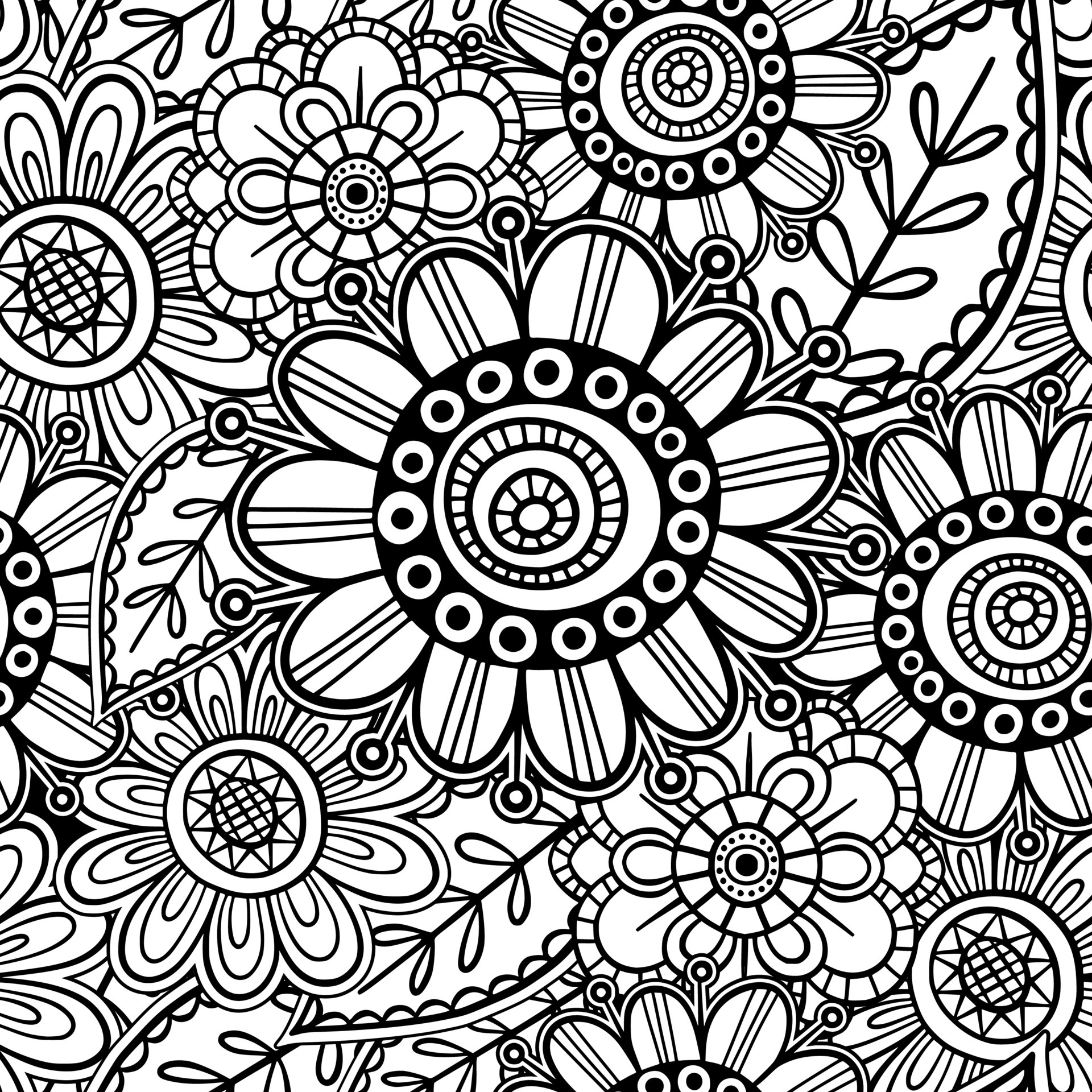 Doodle Folk Art Floral Line Drawing Pattern 6964421 Vector Art at Vecteezy
