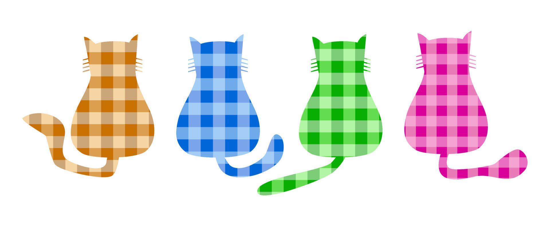 Gingham Cat Behind Silhouettes vector