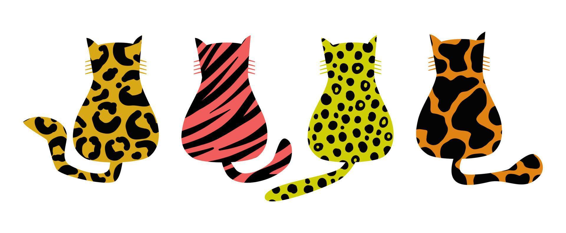 Animal Print Cat Silhouettes Back View vector