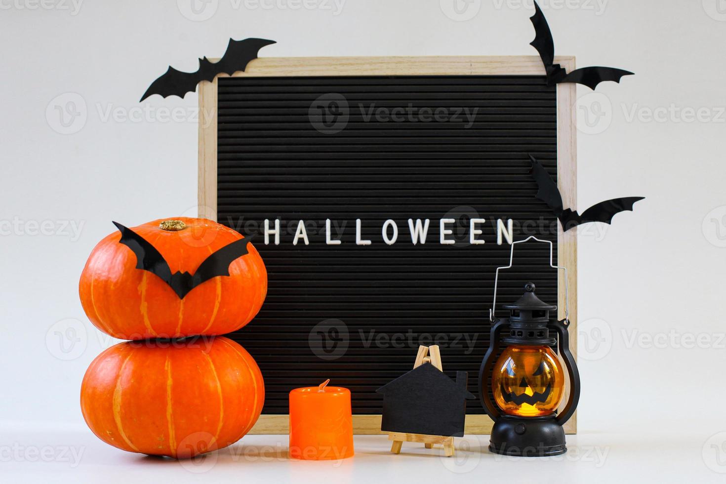 Halloween decoration and accessories isolated on white background photo