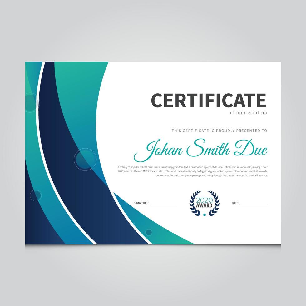 Modern certificate of appreciation Template Design. Sports, Diploma, Graduation, Corporate vector illustration