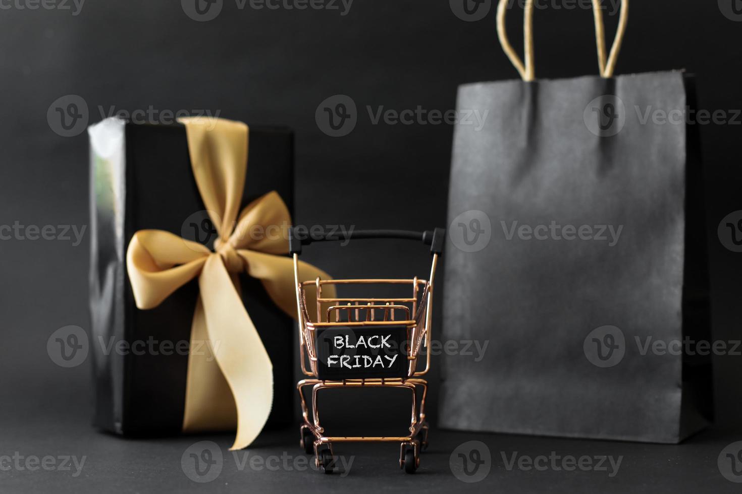 Black Friday Sale or online shopping promotion concept with various shopping accessories photo