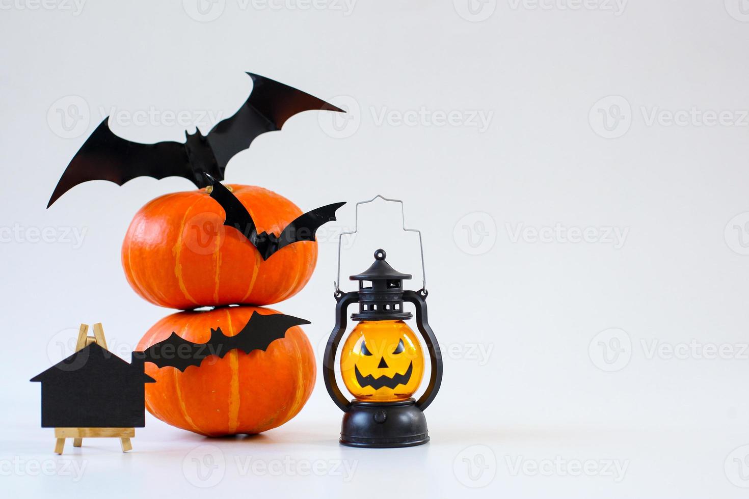 Halloween decoration and accessories isolated on white background photo