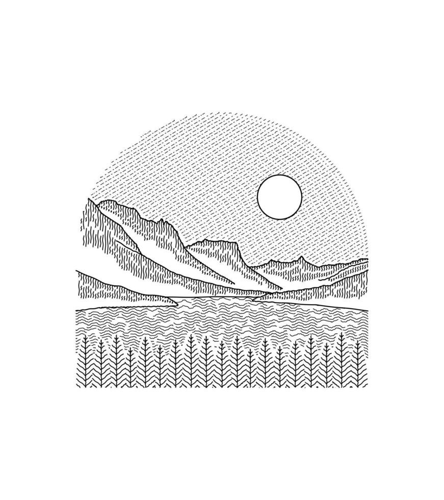 illustration of st. lake mary in montana glacier national park vector