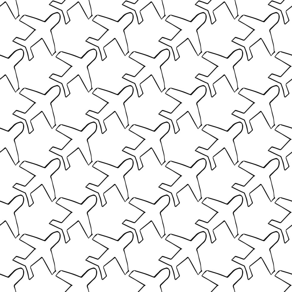 Seamless pattern with airplanes icons. Doodle airplane icons on white background. Doodle summer travel icons. Summer seamless pattern. travel icons on white background. Vacation vector pattern