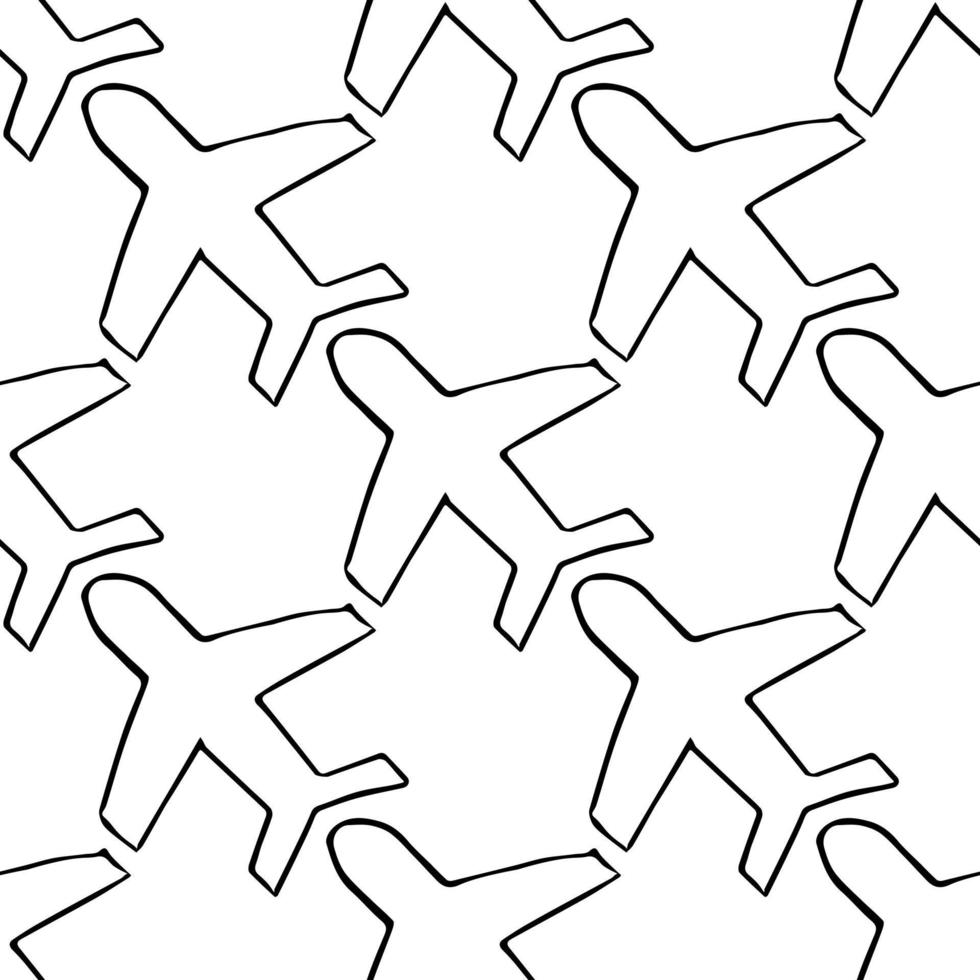 Seamless pattern with airplanes icons. Doodle airplane icons on white background. Doodle summer travel icons. Summer seamless pattern. travel icons on white background. Vacation vector pattern