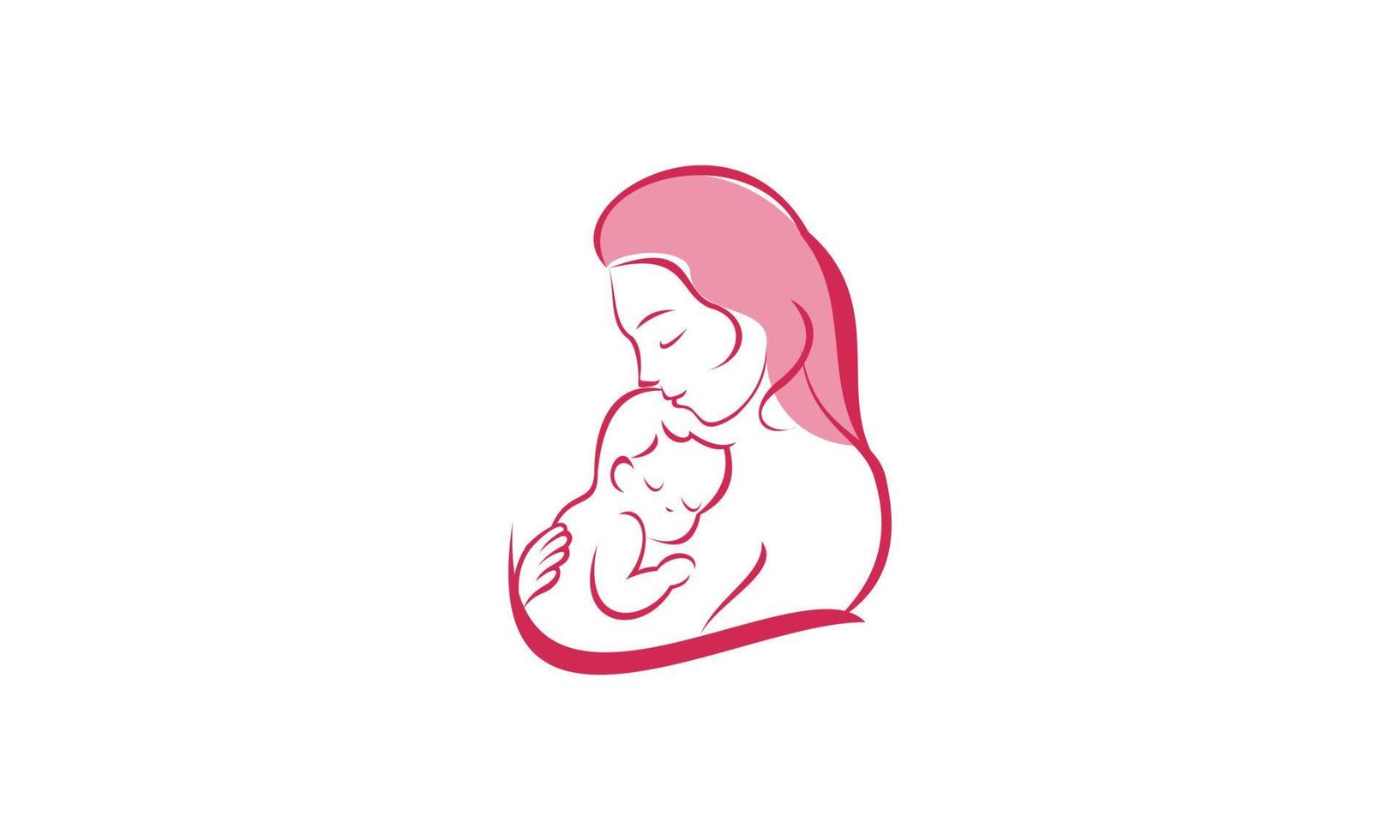 Mother with her baby, mother's day logo vector