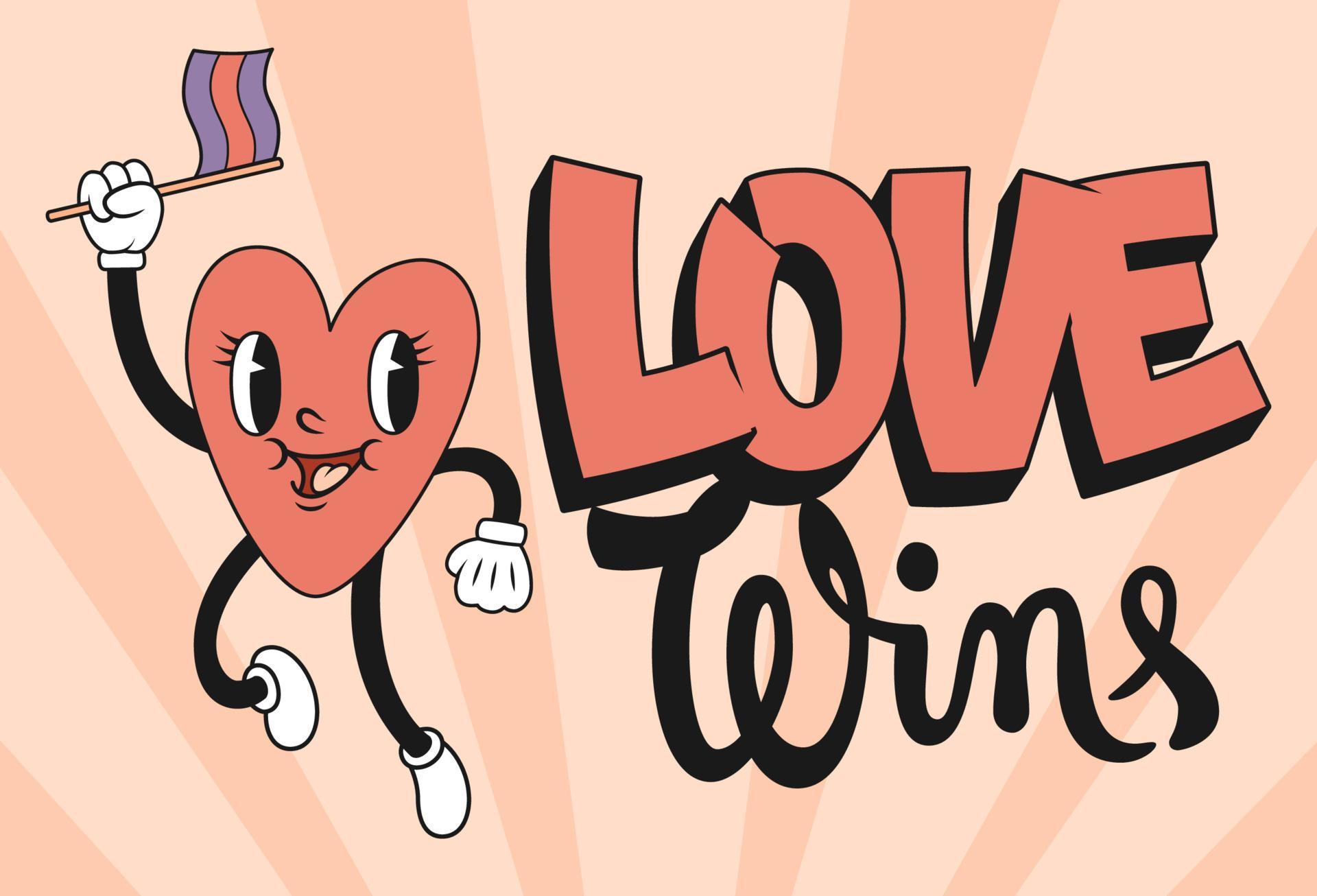 Love Wins banner with heart 6965140 Vector Art at Vecteezy