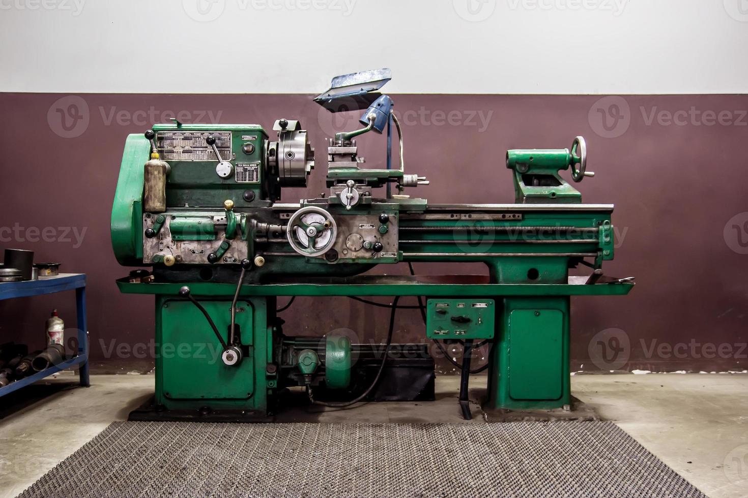 old lathe in the workshop photo