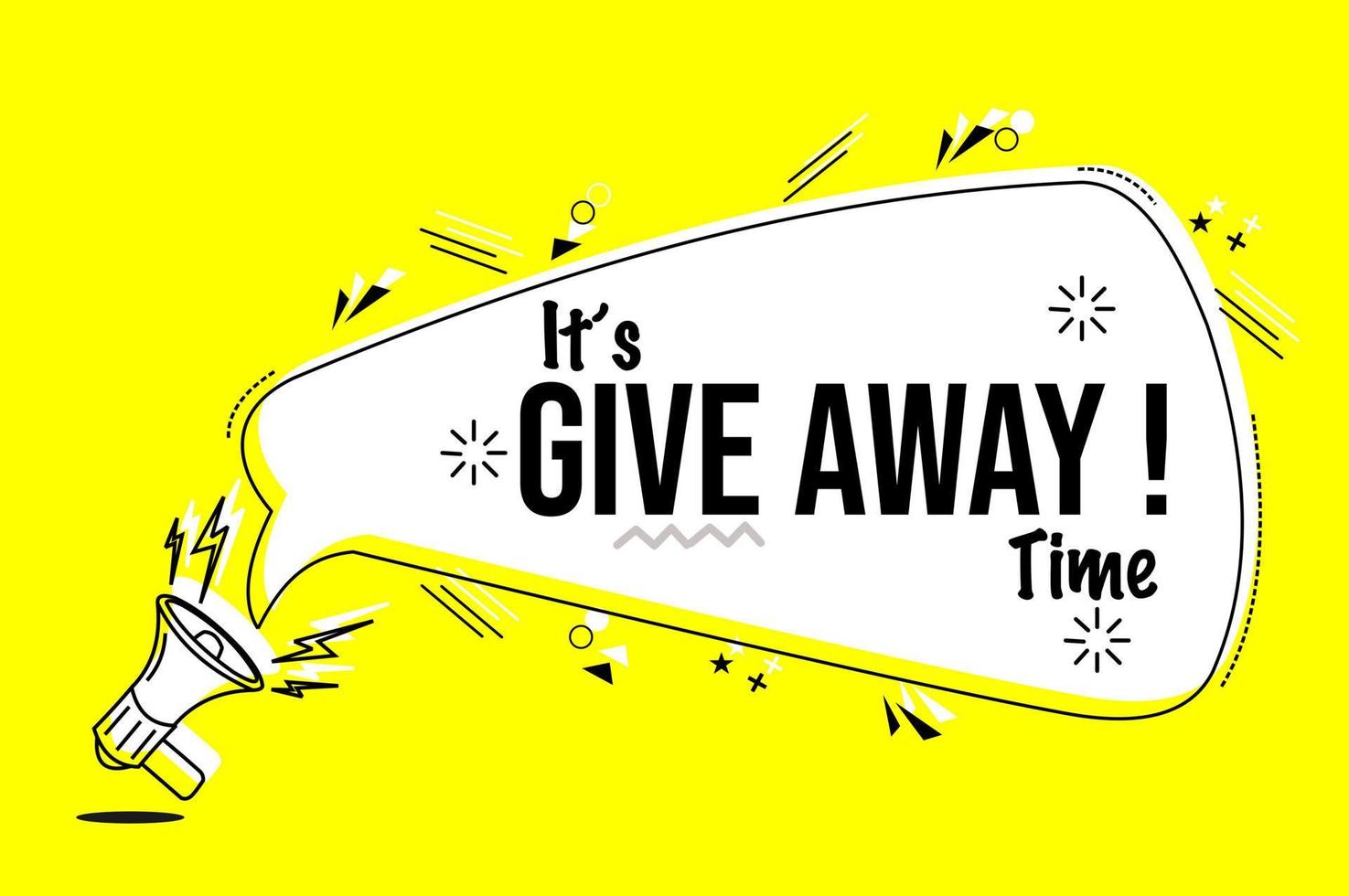 speech bubble with giveaway time text. yellow color background for advertising badge vector