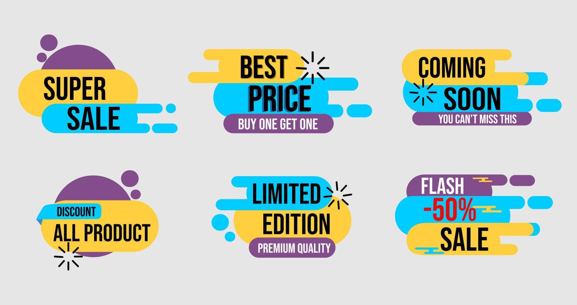 a collection of advertising badges with a modern flat design. used for advertising banner labels and posters vector