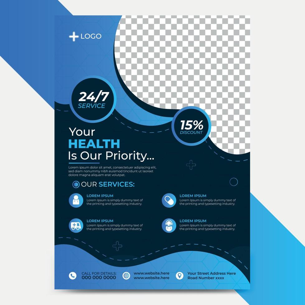 Modern medical health business flyer design a4 vector template