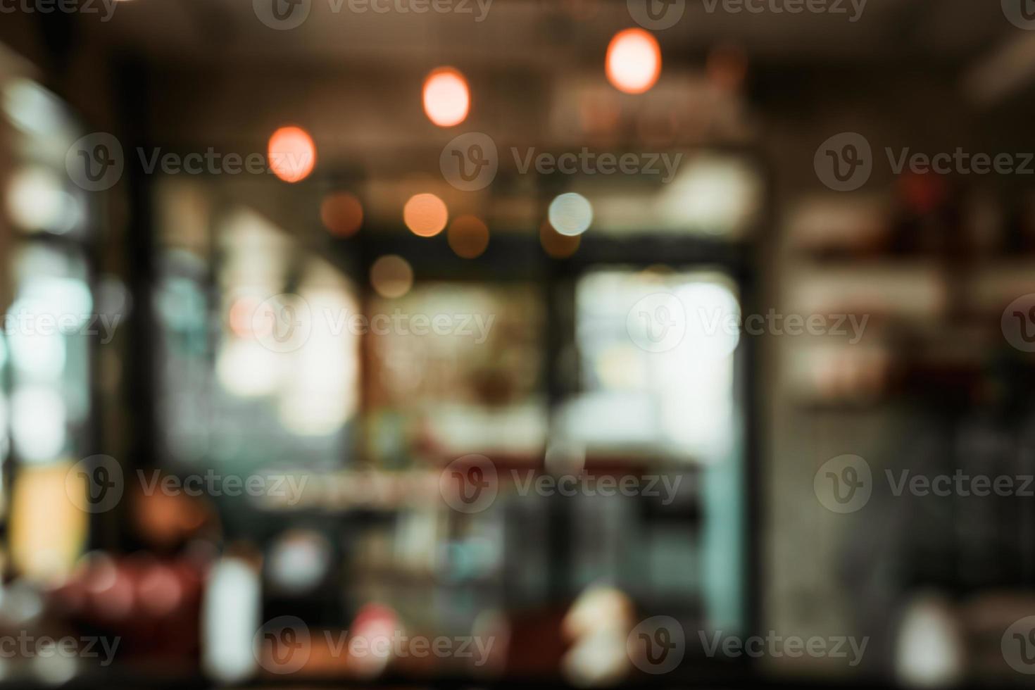 Abstract blur interior coffee shop or cafe for background. photo