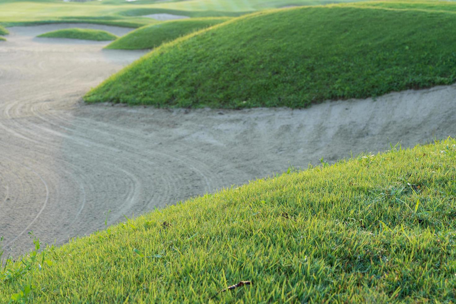 golf course sandpit background,Obstacle bunkers are used for golf tournaments photo