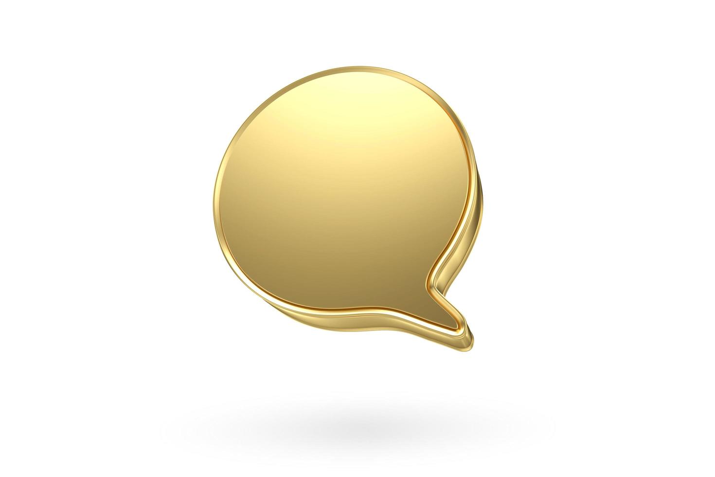 Blank gold speech bubble pin isolated on white background ,3D rendering photo