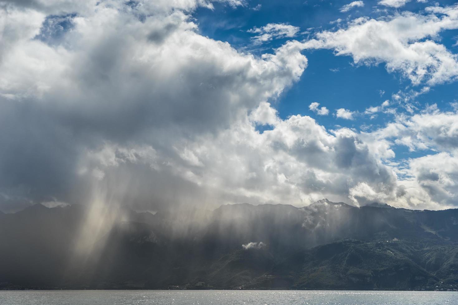 Storm passing over Lake Geneva in Switzerland photo