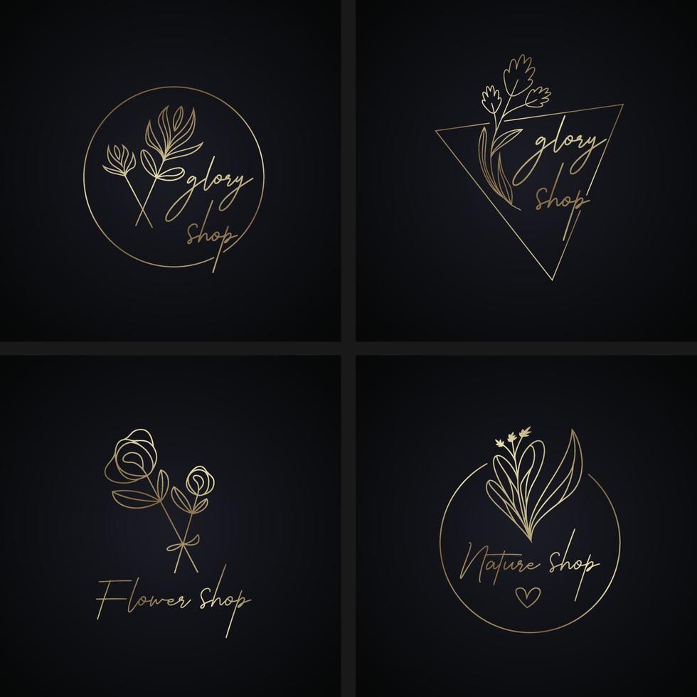 Simple luxury logo design collection set for flower shop and nature vector