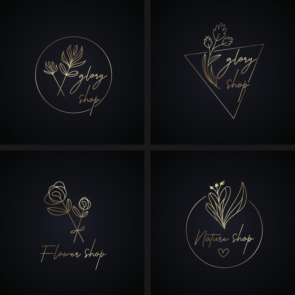 Simple luxury logo design collection set for flower shop and nature vector