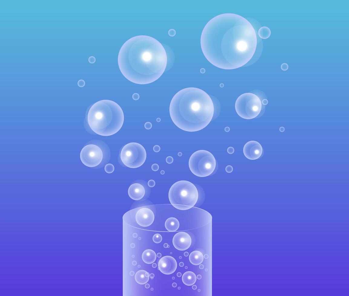 burbuja brillante que sale por un tubo en el agua vector