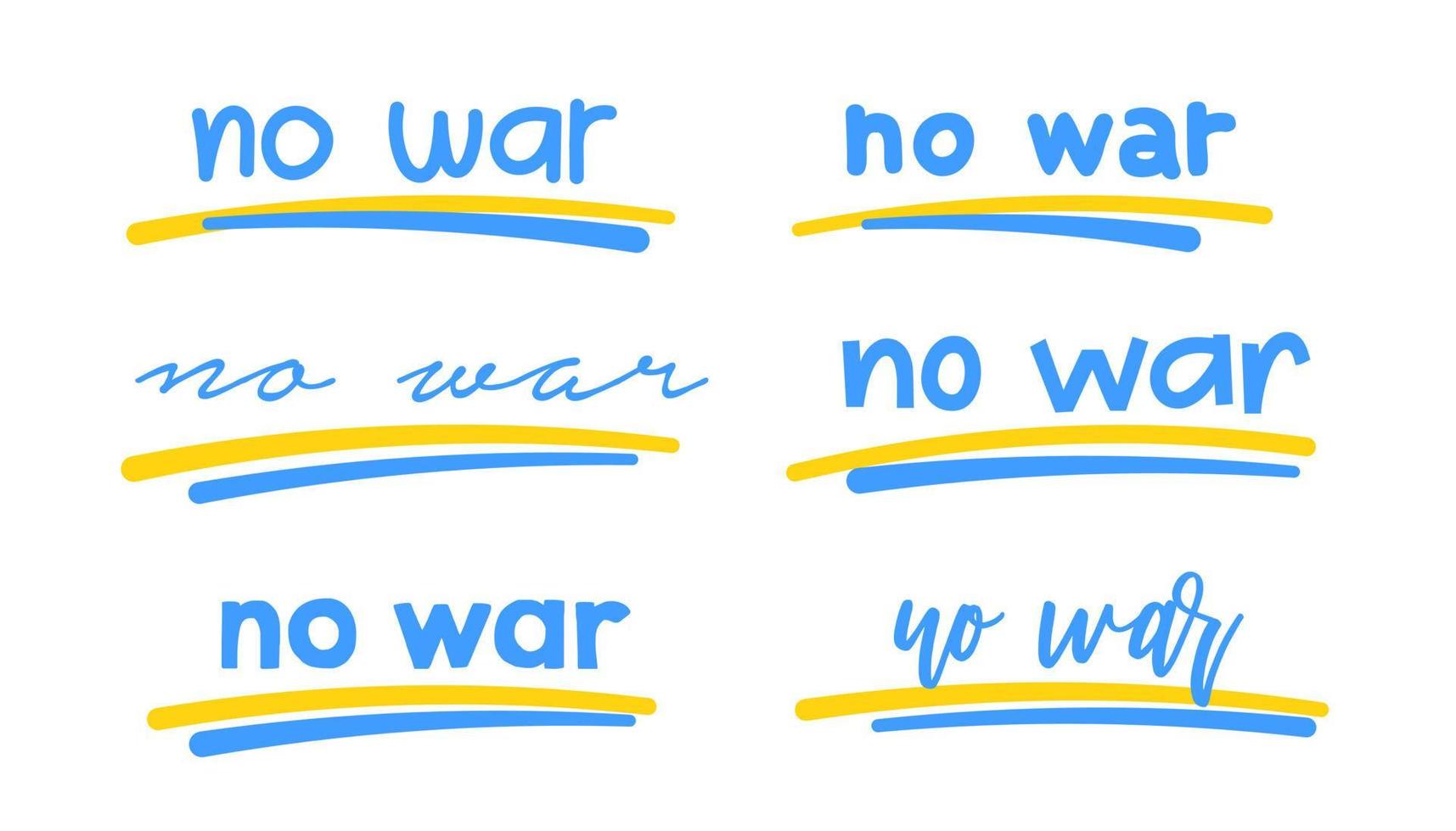 Hand drawn no war in ukrainian flag colors. vector