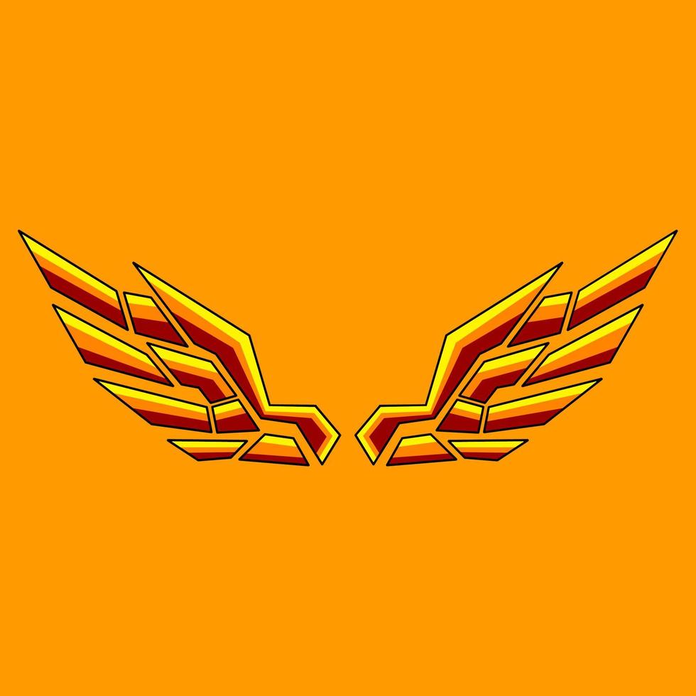 diseño coloreado ornamento ala vector logo