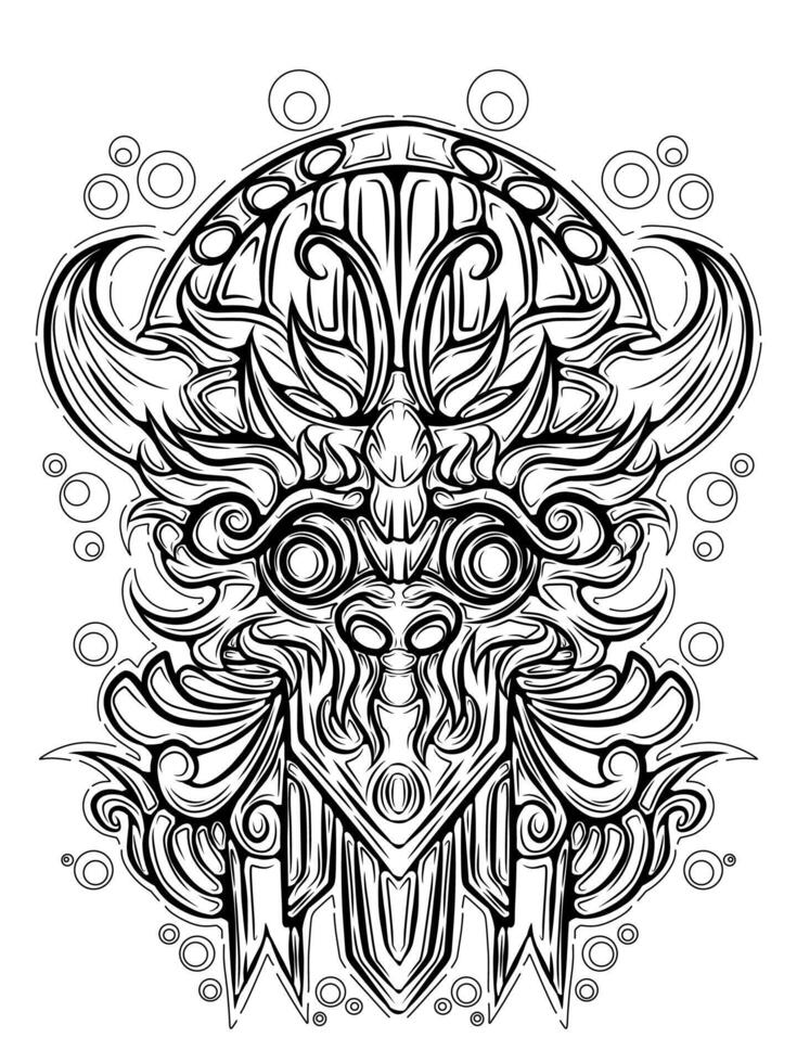 Black ink barong tattoo vector design