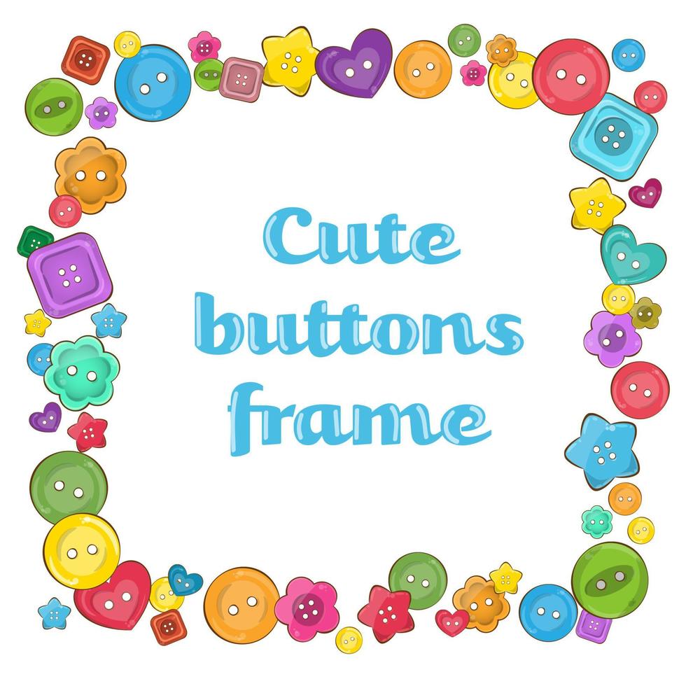 Colorful rectangle vector frame made from assorted sewing button