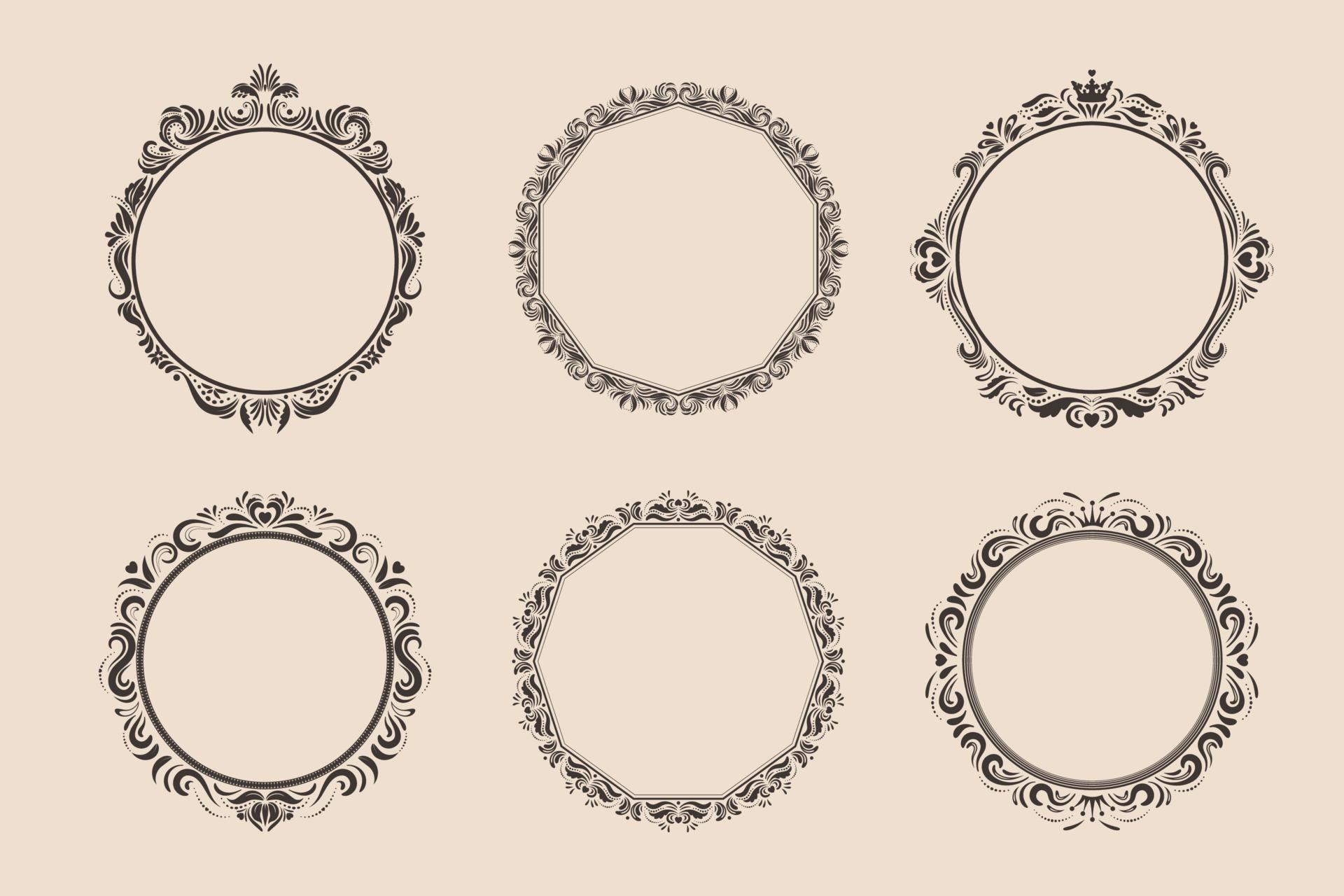 Set of round vintage frames 6966657 Vector Art at Vecteezy