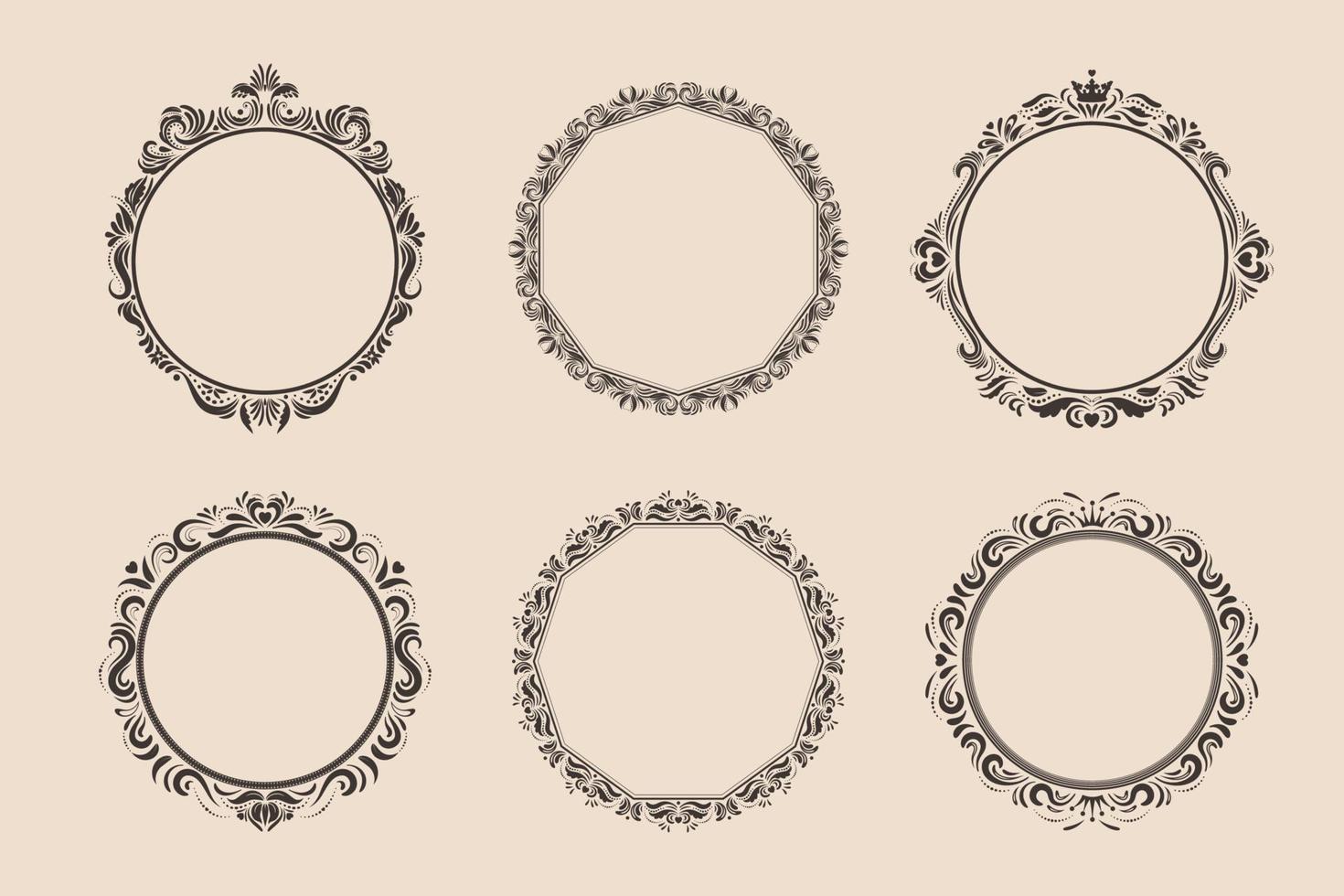 Set of round vintage frames vector