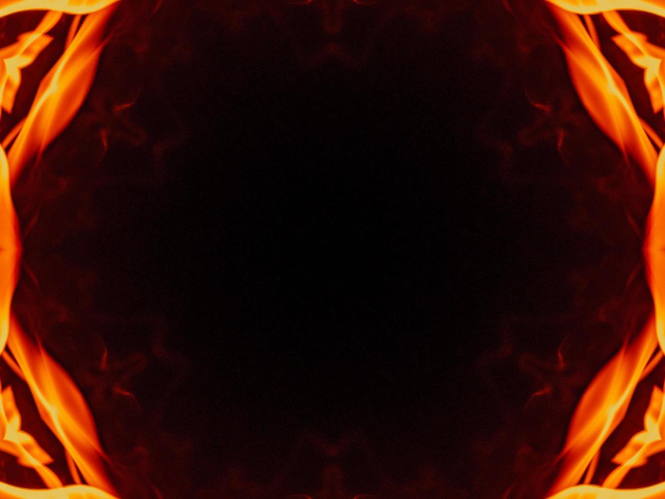 Unique abstract background. Orange flames kaleidoscope pattern. Free Photo