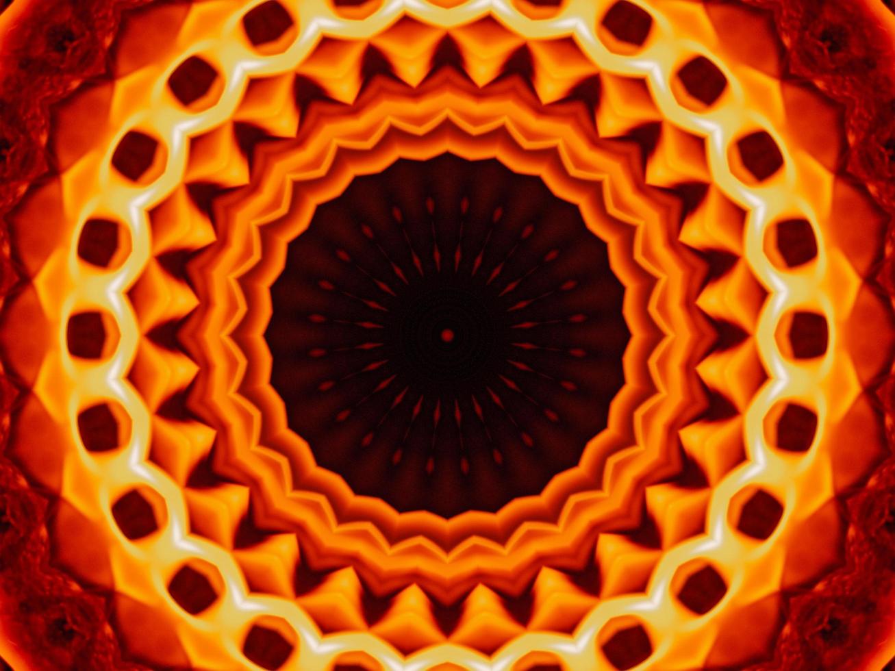 Unique abstract background. Orange flames kaleidoscope pattern. Free Photo
