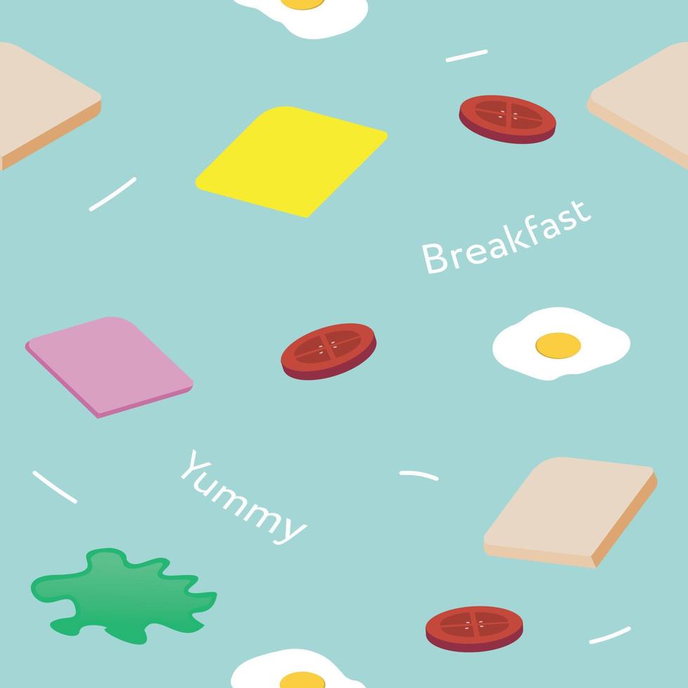 sandwich for breakfast cute seamless pattern vector