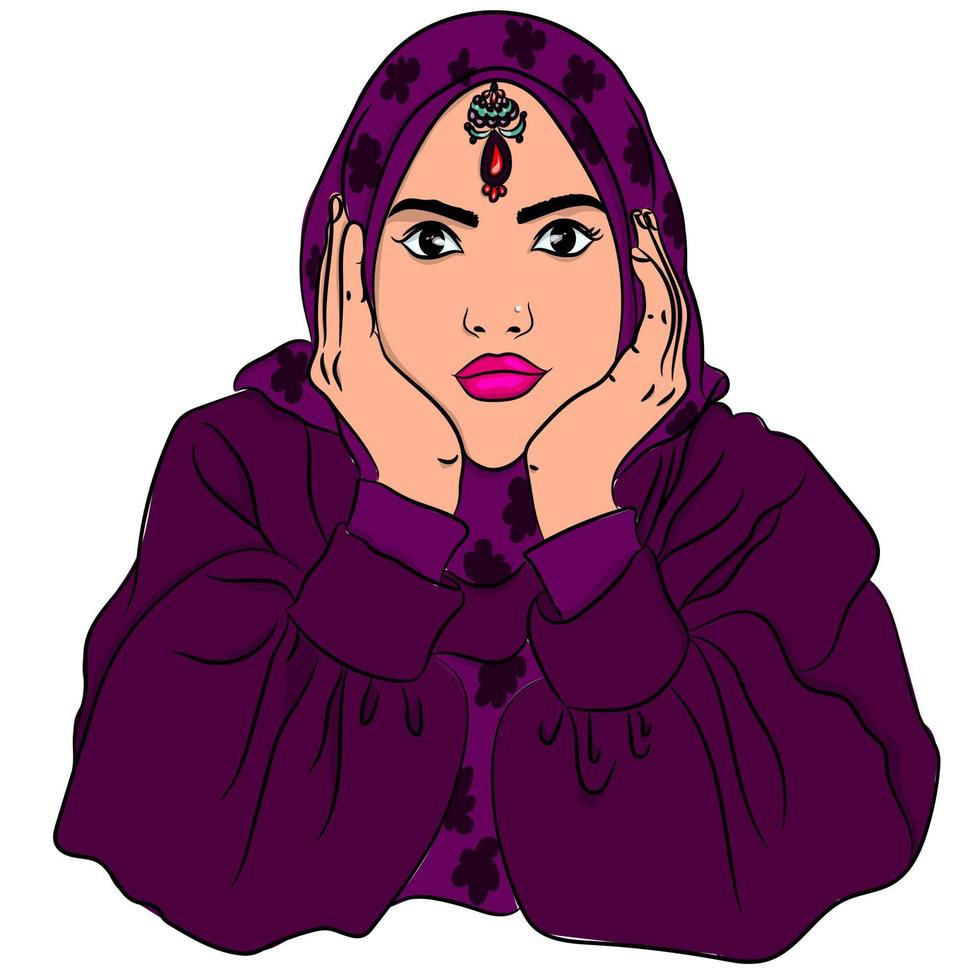 A beautiful Muslim girl with hijab. vector