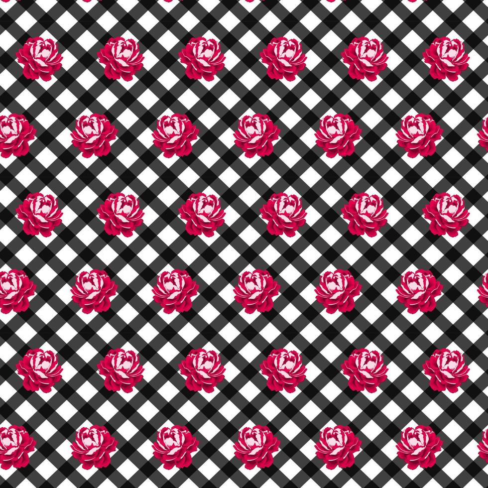 seamless vector pattern design on black grid.