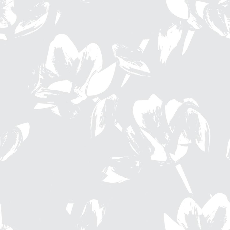 White Floral Brush strokes Seamless Pattern Design vector