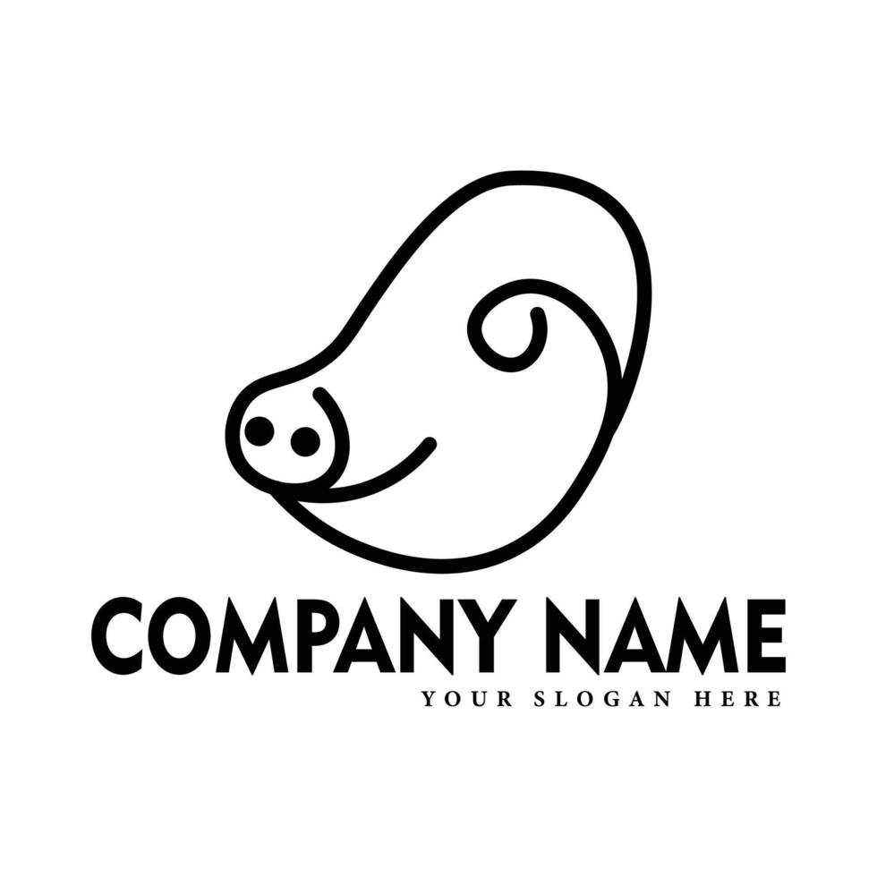 Simple and minimal pig logo design Premium Vector