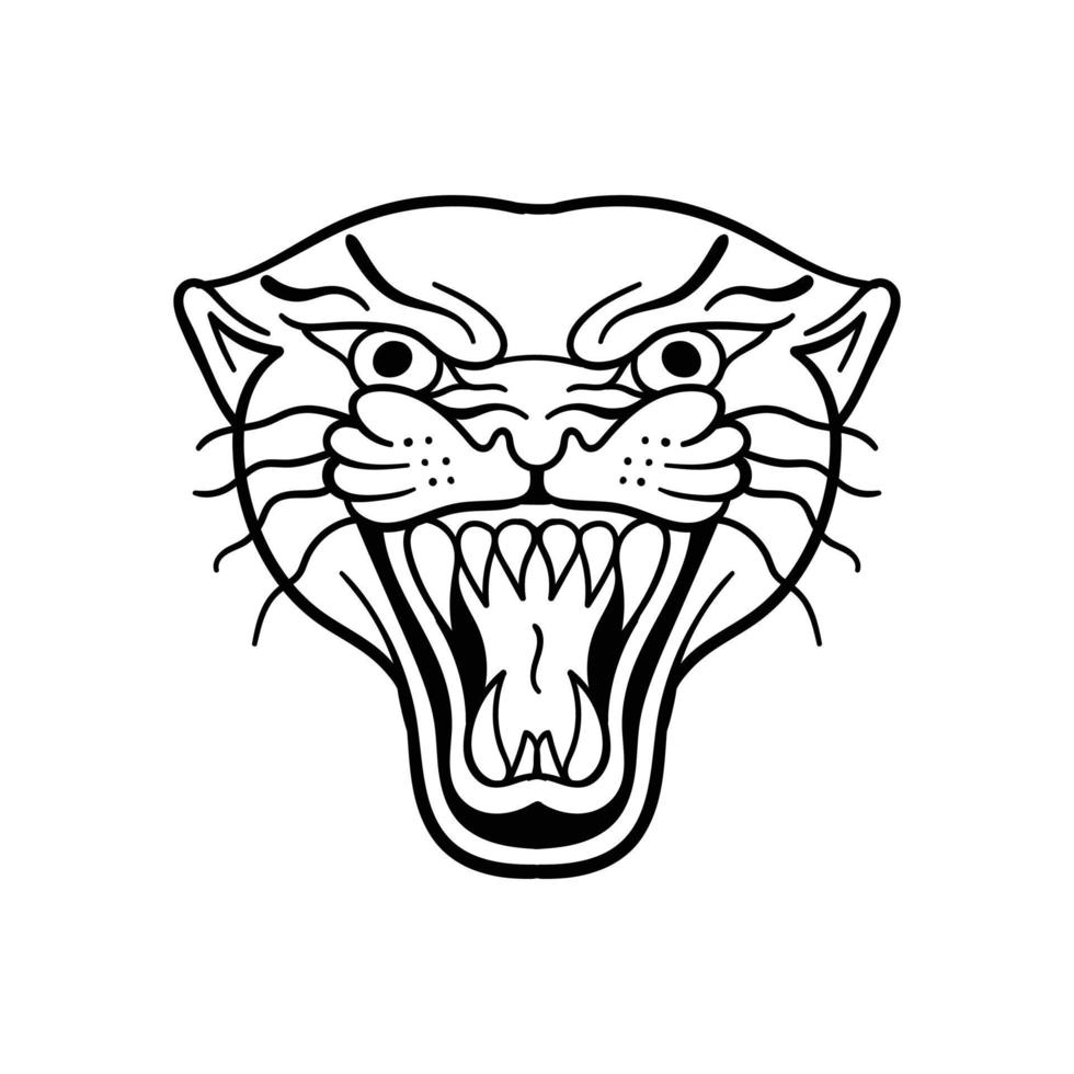 hand drawn vintage black panther doodle illustration for tattoo stickers poster etc vector