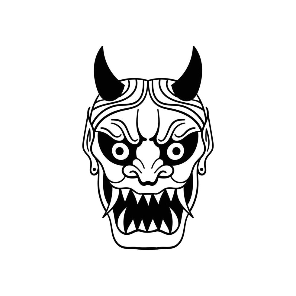 hand drawn devil mask doodle illustration for tattoo stickers poster etc vector