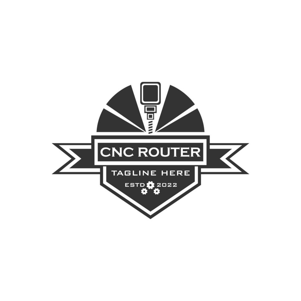 logotipo de la máquina de enrutador cnc en estilo vintage vector