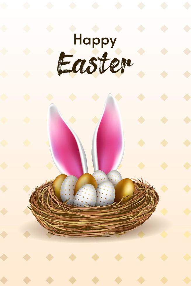 happy easter golden eggs illustration vector